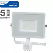   Mozgásérzékelős Samsung LED reflektor meleg fehér 30W/100° IP65 fehér ház