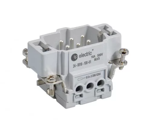 Ipari nehézcsatlakozó, dugó betét, 6x16A/500V/6P+F