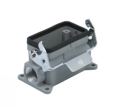 Ipari nehézcsatlakozó,dugalj ház,10P+F/16A,rögzítókar,falon kívüli,oldalsó bevezetés,zárt hátlap