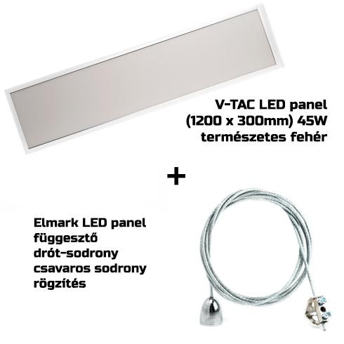 LED panel (1200 x 300mm) 45W - természetes fehér, + függesztő drót!