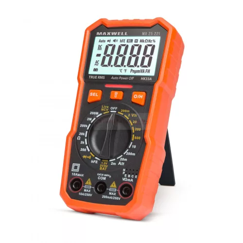 Digitális multiméter, elem teszterrel + munkalámpa funkcióval