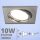 LED spot szett: króm bill. keret, négyzet + 9,5 Wattos, hideg fehér GU10 LED lámpa + GU10 csatlakozó (kettesével rendelhető)