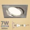 LED spot szett: mattkróm bill. keret, négyzet + 6,5 Wattos, meleg fehér GU10 LED lámpa + GU10 csatlakozó (kettesével rendelhető)