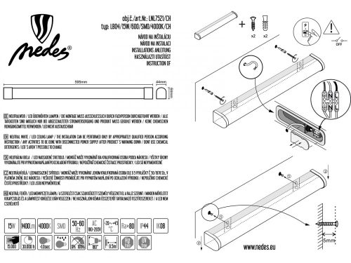 Nedes Fürdőszobai tükörmegvilágító LED lámpa, króm (15W) természetes fehér
