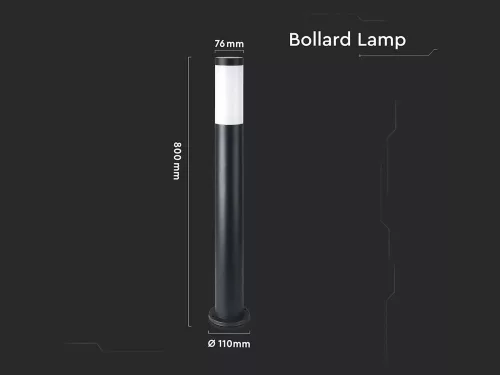 Kültéri fekete állólámpa E27 foglalattal, rozsdamentes acél, 80 cm