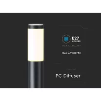   Kültéri fekete állólámpa E27 foglalattal, rozsdamentes acél, 110 cm