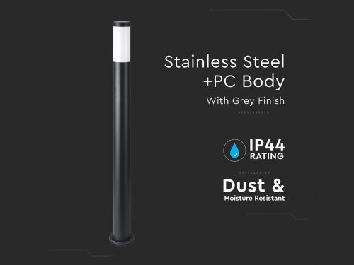 Kültéri fekete állólámpa E27 foglalattal, rozsdamentes acél, 110 cm