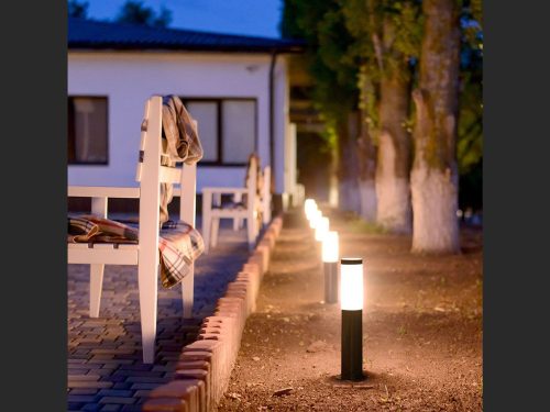 Kültéri fekete állólámpa E27 foglalattal, rozsdamentes acél, 45 cm