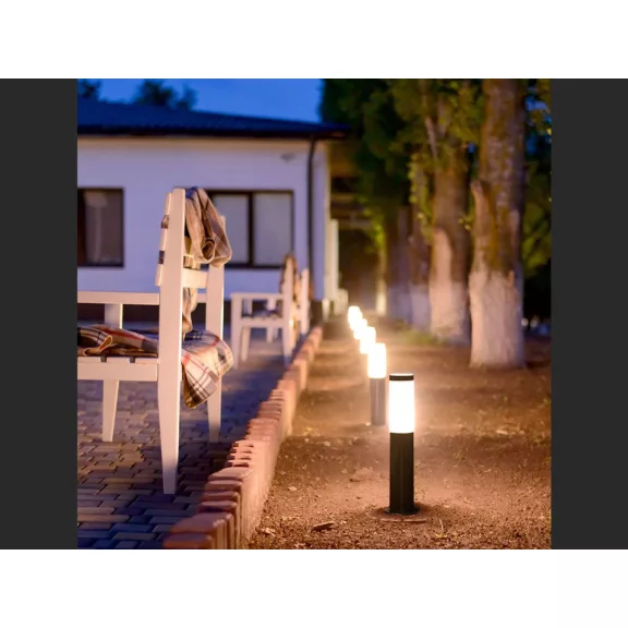 Kültéri fekete állólámpa E27 foglalattal, rozsdamentes acél, 45 cm