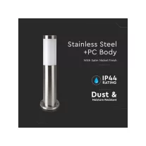  Kültéri inox állólámpa E27 foglalattal, rozsdamentes acél, 45 cm