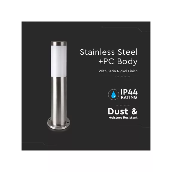 Kültéri inox állólámpa E27 foglalattal, rozsdamentes acél, 45 cm