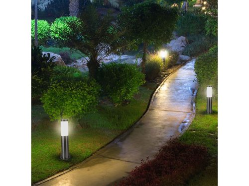 Kültéri inox állólámpa E27 foglalattal, rozsdamentes acél, 45 cm