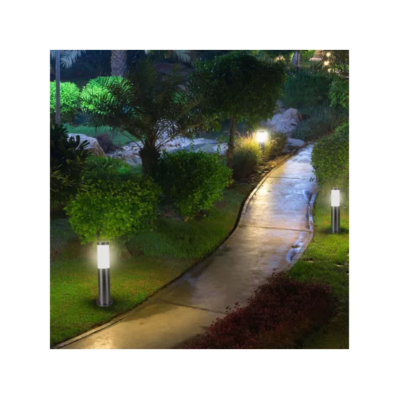 Kültéri inox állólámpa E27 foglalattal, rozsdamentes acél, 45 cm
