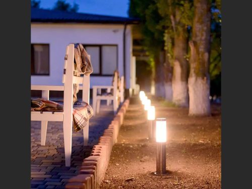 Kültéri inox állólámpa E27 foglalattal, rozsdamentes acél, 45 cm