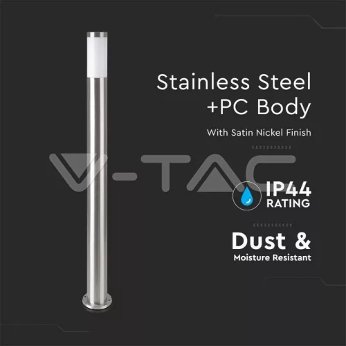 Kültéri inox állólámpa E27 foglalattal, rozsdamentes acél, 110 cm