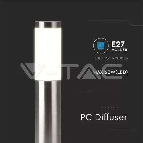 Kültéri inox állólámpa E27 foglalattal, rozsdamentes acél, 110 cm