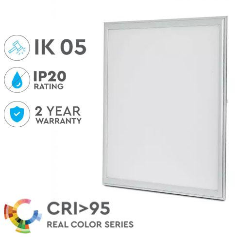 LED panel (600 x 600mm) 45W - hideg fehér, IK05 védelemmel, (CRI> 95 - RealColor)