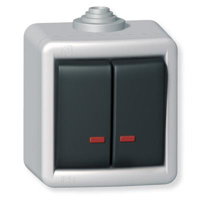 Vandálbiztos falonkívüli csillárkapcsoló led irányfénnyel IP55