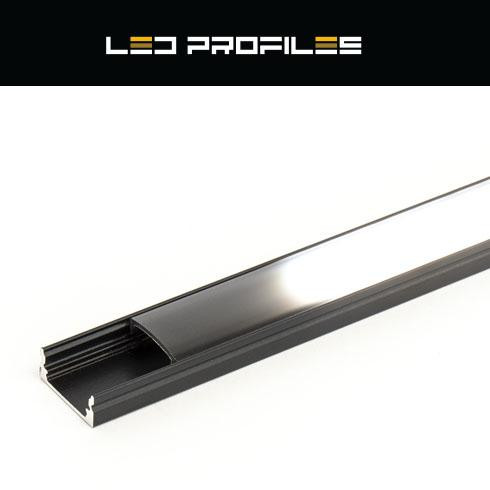 Alumínium profil LED szalaghoz fekete ALP-002 fekete búra