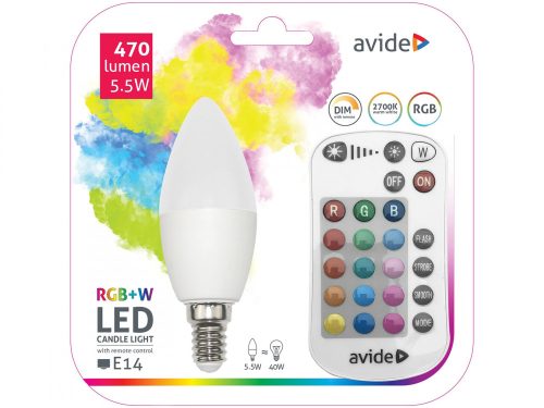 LED lámpa E14 (5.5W/240°) Gyertya - RGB+WW+IR