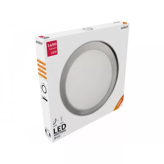 Falon kívüli LED panel (kör alakú) 18W - szatén-nikkel 4000K
