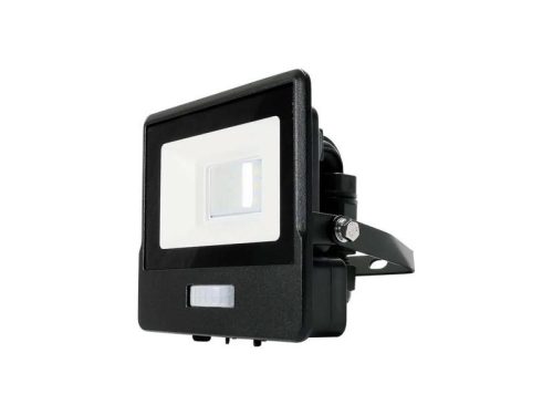 V-TAC Mozgásérzékelős PRO LED reflektor, fekete (10W/100°) természetes fehér, Samsung Chip - vízmentes kötődobozzal
