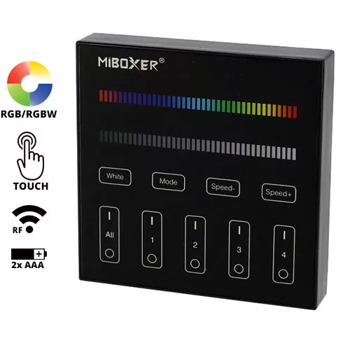 MiLight Group Control RGBW csoport (zóna) fali távirányító RGB+fehér elemes fekete