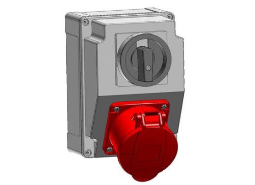 Szerelt 3317-es doboz, 1x beépített dugalj+ 1 DB FORGÓKAPCSOLÓ IP44
