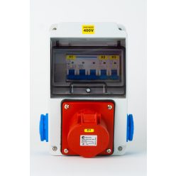   Szerelt ipari doboz installációval,130X220mm, 1X(5P16A)+ 2X(2P+F), IP44, kismegszakítóval