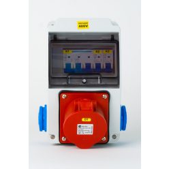   Szerelt ipari doboz installációval,130X220mm, 1X(5P32A)+ 2X(2P+F), IP44, kismegszakítóval