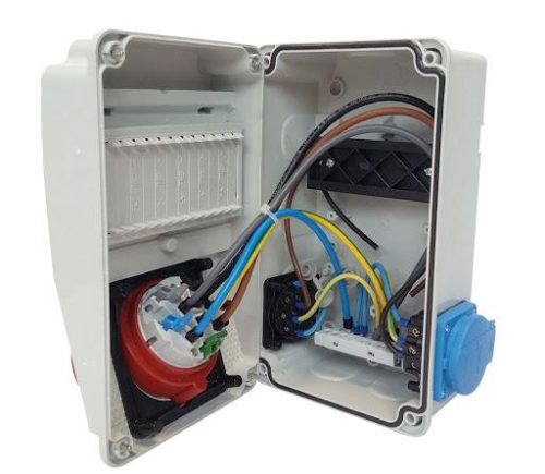 IPARI CSATLAKOZÓ DOBOZ 2x 2P+F és 1x  5P32A vezetékelve