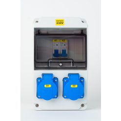   Szerelt ipari doboz, installáció, 130X220MM, 2X(2P+F) , IP44, 2X(1PC16A) kismegszakítóval