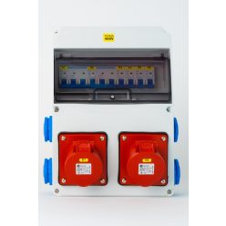   Szerelt ipari doboz installációval, 220X300mm, 2X(5P16A)+ 4X(2P+F) OLDALSÓ, IP44, kismegszakítóval