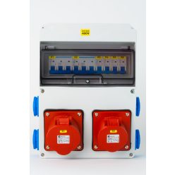   Szerelt ipari doboz installációval, 220X300MM,1X(5P16A)+1X(5P32A)+4X(2P+F)oldalsó, IP44, kismegszakítóval