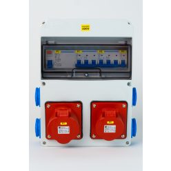   Szerelt ipari doboz installációval, 220X300mm,1X(5P16A)+1X(5P32A)+4X(2P+F),IP44, kismegsz.+ FI-relé