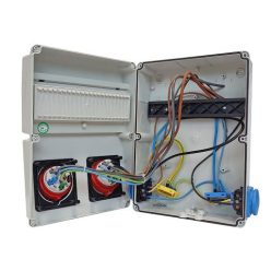 IPARI CSATLAKOZÓ DOBOZ 2x 2P+F és 2x  5P16A vezetékelve