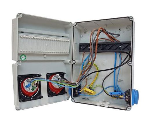 IPARI CSATLAKOZÓ DOBOZ 2x 2P+F és 2x  5P16A vezetékelve