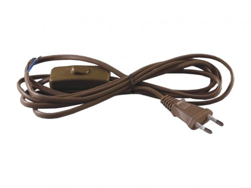 Szerelt vezeték dugvillával kapcsolóval barna