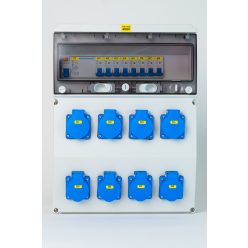   Szerelt ipari doboz 300X400MM, IP44, 8X(2P+F) Kismegsz.+FI-relé