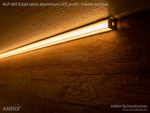 Alumínium profil LED szalaghoz 005 ezüst-fekete