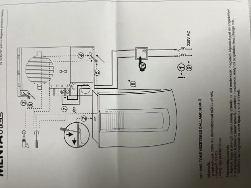 ONE-TONE vezetékes dallamcsengő 230V, 91dB
