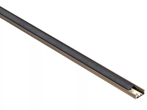 Barna - Alumínium U profil LED szalagos világításhoz 16x6 mm (Fekete PMMA búrával)