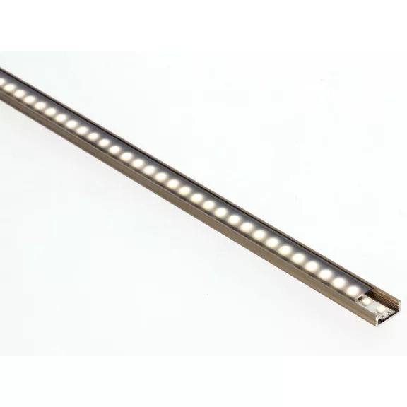 Barna - Alumínium U profil LED szalagos világításhoz 16x6 mm (Fekete PMMA búrával)