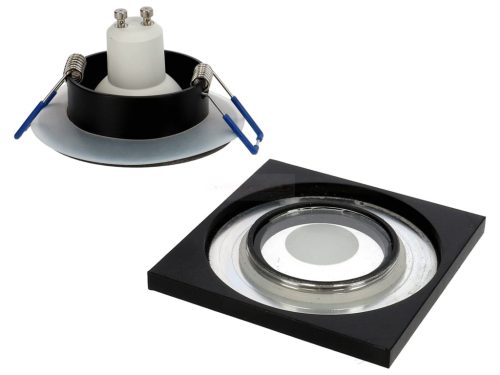 Beépíthető spot lámpatest BONA, négyzet alakú, IP44 pára ellen védett, fix, fekete (GU10)