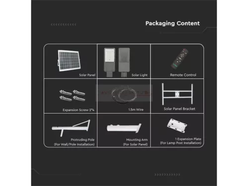 Napelemes utcai LED lámpa távirányítóval, tartórúddal 35W 3500Lm 4000K IP65