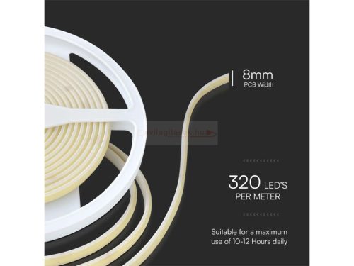 COB Led szalag 24V 10W/m kültéri IP67 természetes fehér 5 méter
