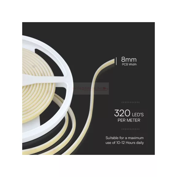 COB Led szalag 24V 10W/m kültéri IP67 természetes fehér 5 méter