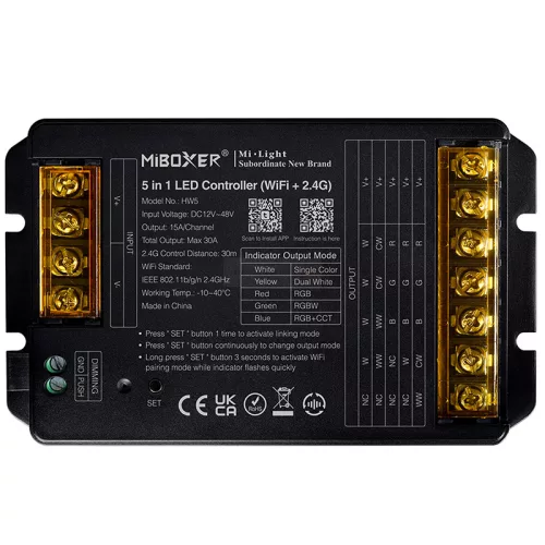 HW5 MiLight Group Control 12-48V RGB, RGBW, RGB+CCT csoport (zóna) Smart vezérlő LED szalaghoz
