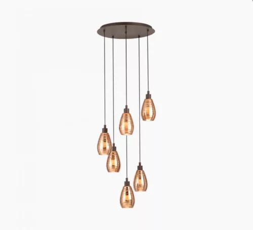 EGLO SIRACUSA barna rézszínű függeszték E27 6x60W 500 mm