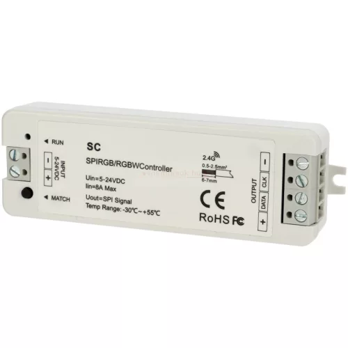 SC, távirányítható LED szalag vezérlő SPI digitális LED szalaghoz (futófény) (RGB, RGBW), RF 2.4 GHz